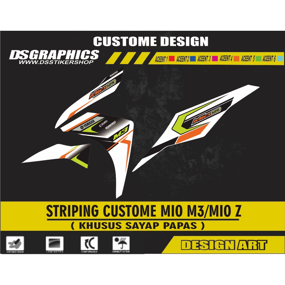 striping mio m3 variasi warna putih lis hijau oren/striping full body mio m3/mio z
