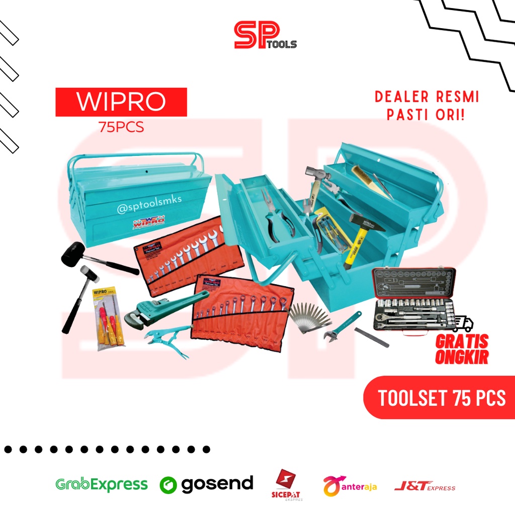TOOL SET / TOOL BOX / TOOLKIT SET / KOTAK PERKAKAS SET 75PCS WIPRO