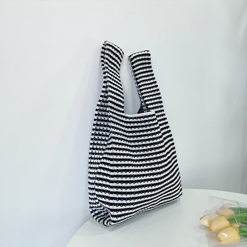 ❀ Chingu ❀ TW020 Tas Bene Korean Knitted Checkered Tote Bag Tas Rajut Warna Totebag Buffollow Vacay Viral Bangkok Import