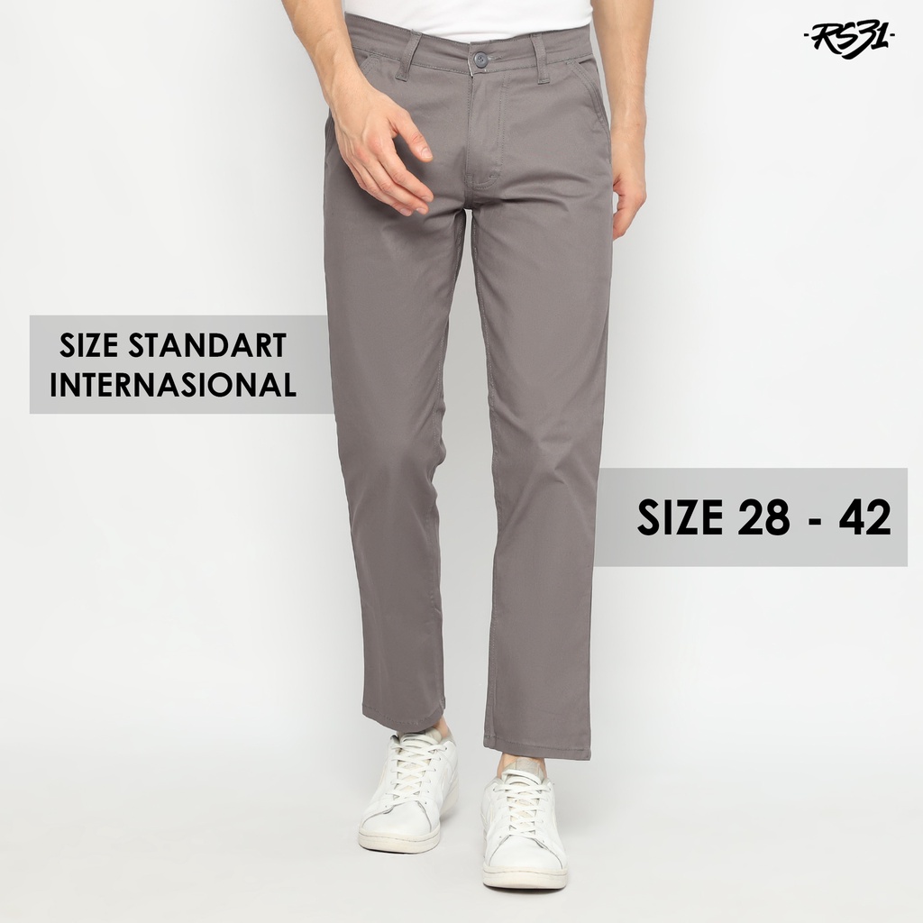 RS31 Chino Pants High Quality Super Big Size - Celana Kerja Pria Berbahan Kain Ukuran Jumbo Warna Grey