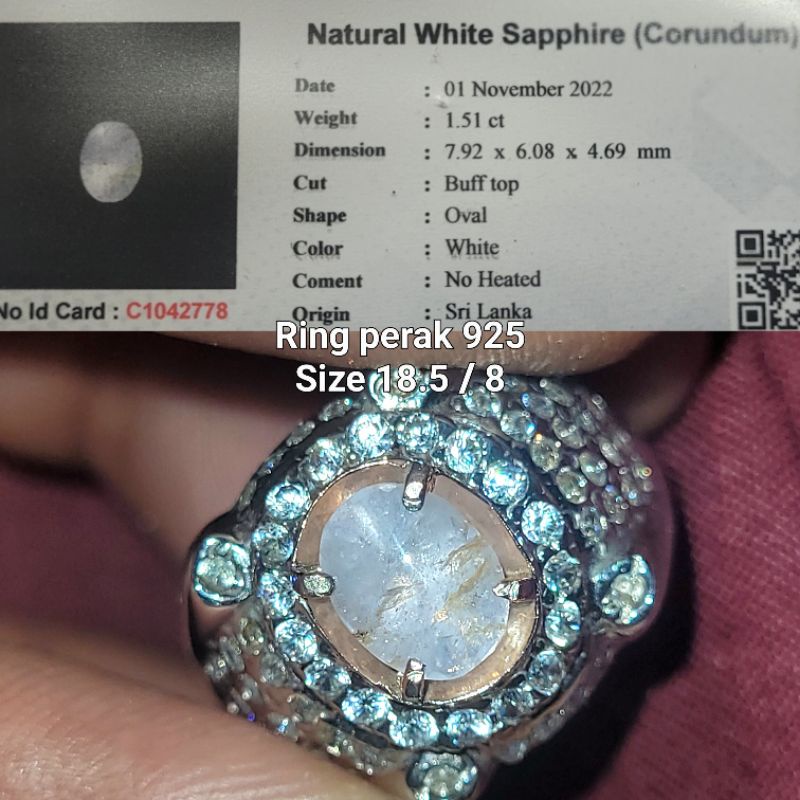 Natural white sapphire ceylon safir srilanka