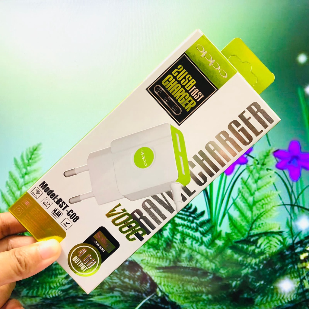 PROMO Travel Charger 2 USB Fast Charger Output 4.6A all brand Vooc BST-C08 BY.SULTAN