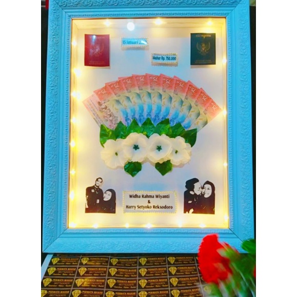 mahar nikah siluet, bingkai 3D ukir, frame mahar 12R 30x40cm
