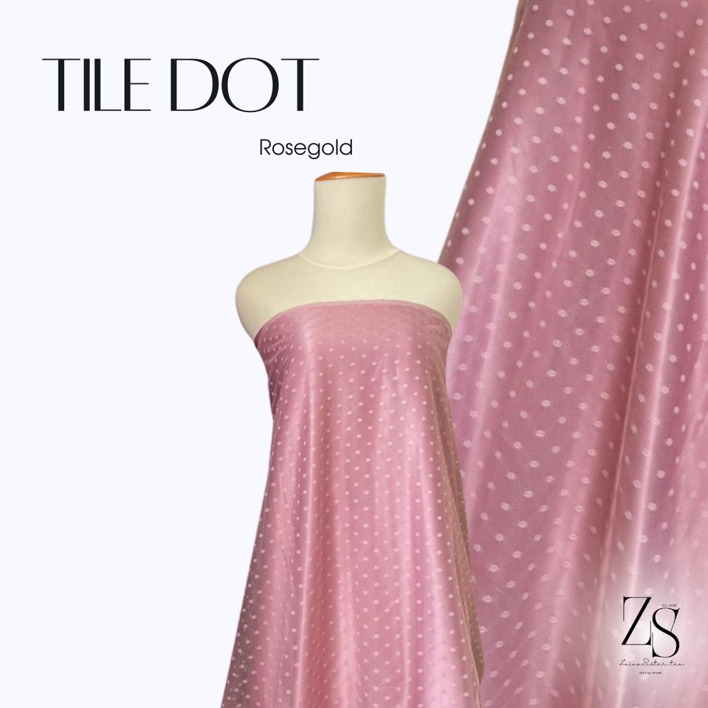 Kain Tile Tille Tulle Dot Dotty Polkadot Warna Pink Rosegold