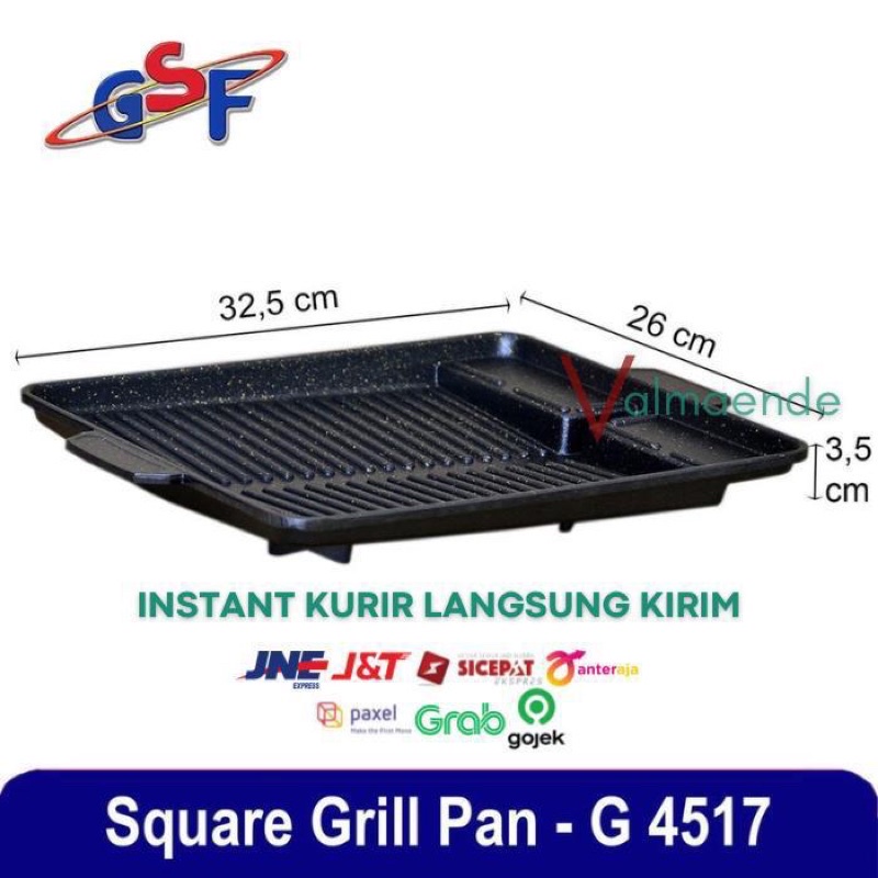 Grill Pan Panggangan BBQ anti Lengket GSF 4517 Yakiniku Bulgogi Pan Alat Pemanggang Multifungsi