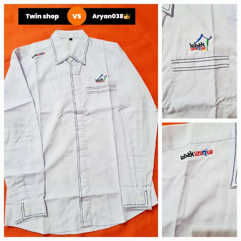 Atasan seragam kantor putih pria Lebak Unique (L,XL,XXL,XXXL, XXXXL)
