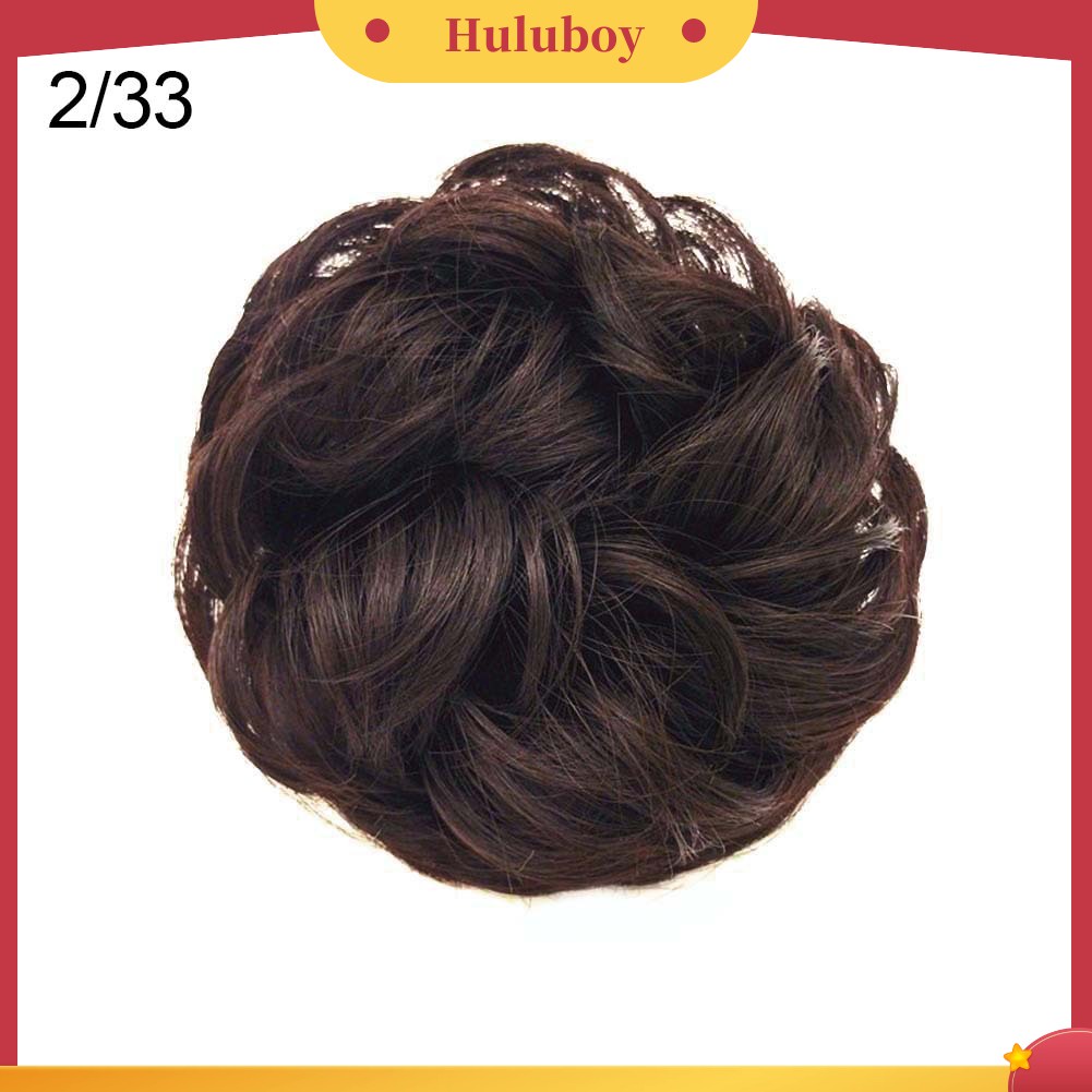Wig Rambut Extension Bun Ponytail Elastis Model Gelombang Messy Untuk Wanita