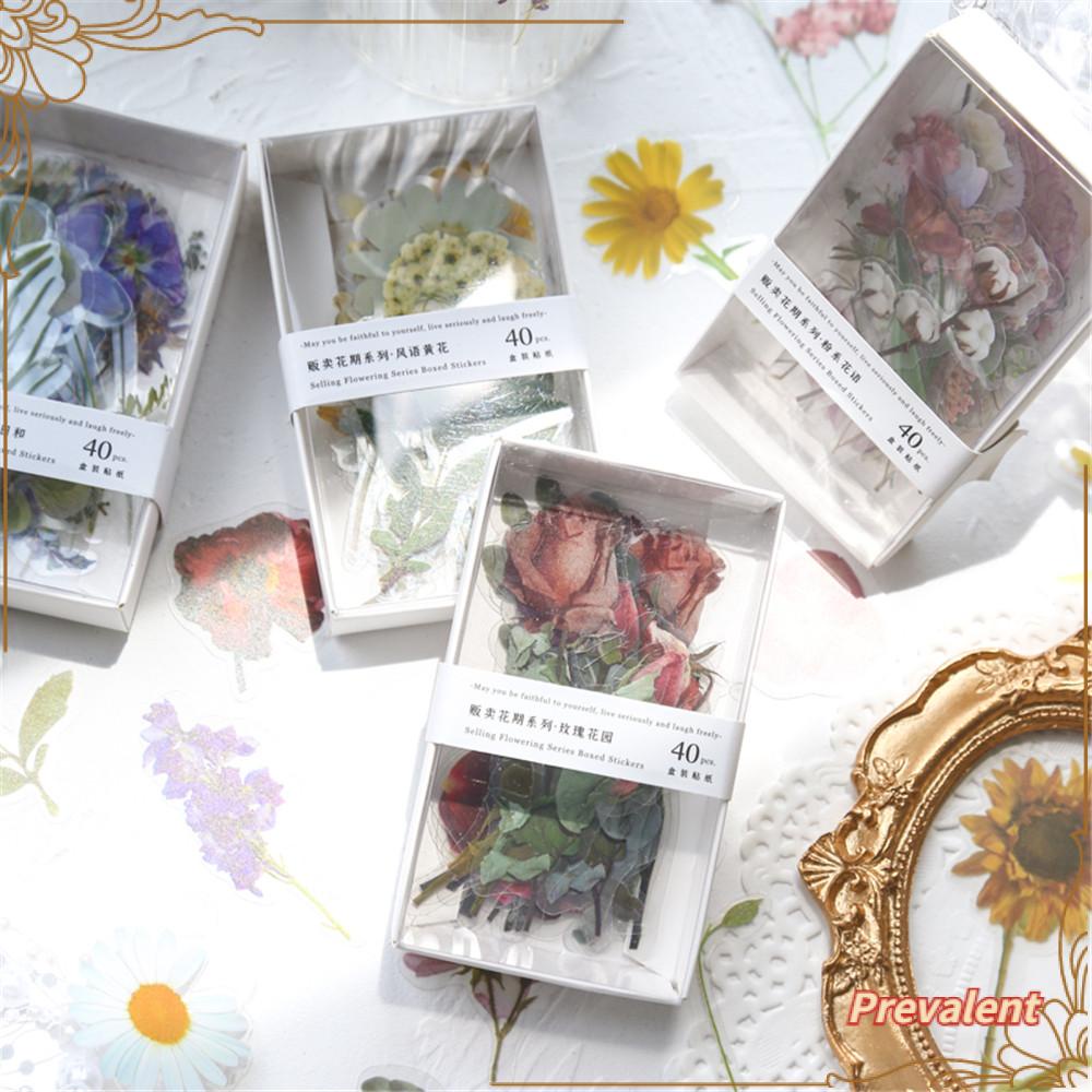 PREVA 40pcs/box Flower Stickers Stationery Scrapbooking Journal Vintage