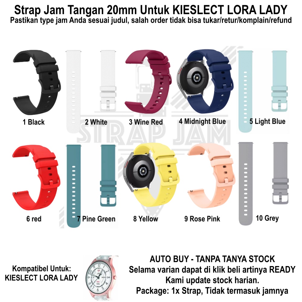 PWK Tali Jam Tangan Kieslect Lora Lady - Strap 20mm Silikon Rubber Lentur Nyaman