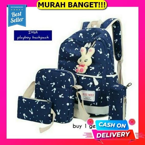 Drab5212 Tas Ransel Anak / Tas Sekolah / Ransel Anak Import Tas Sekolah Anak Playboy Set 4In1 - Hita