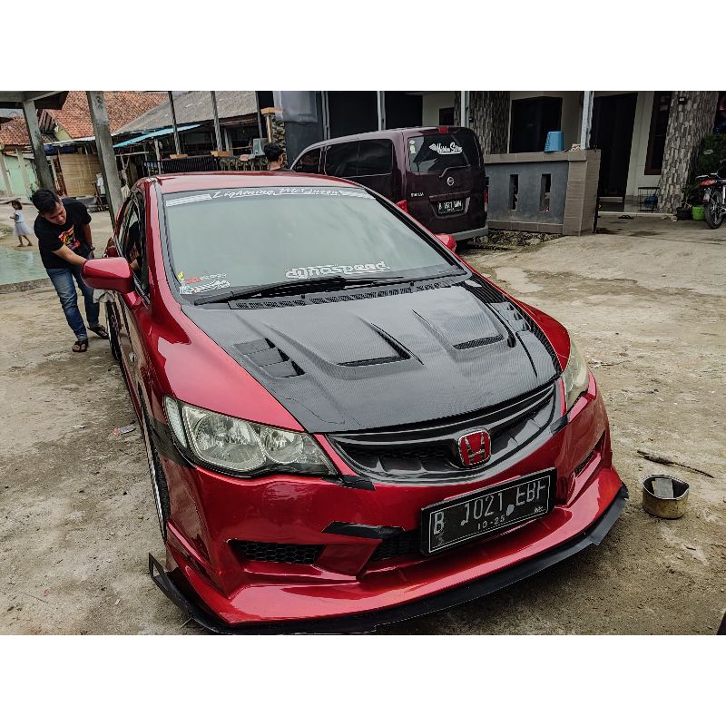 kap mesin civic fd carbon kevlar