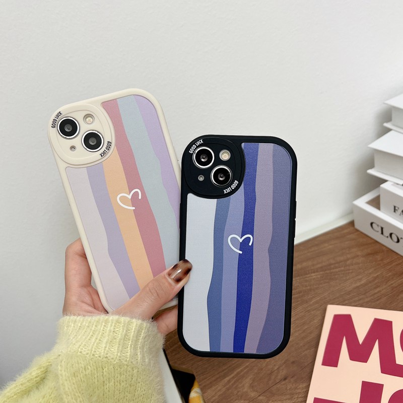 Couples Rainbow Love Soft Case Realme C1 C2 5S 5i 6 7i 8i 8 Pro 9i C11 C20 C12 C15 C17 C21Y C25Y C35 RENO 4F 5 6 7Z Black Silicone Case for Girl women gifts Baolongwish