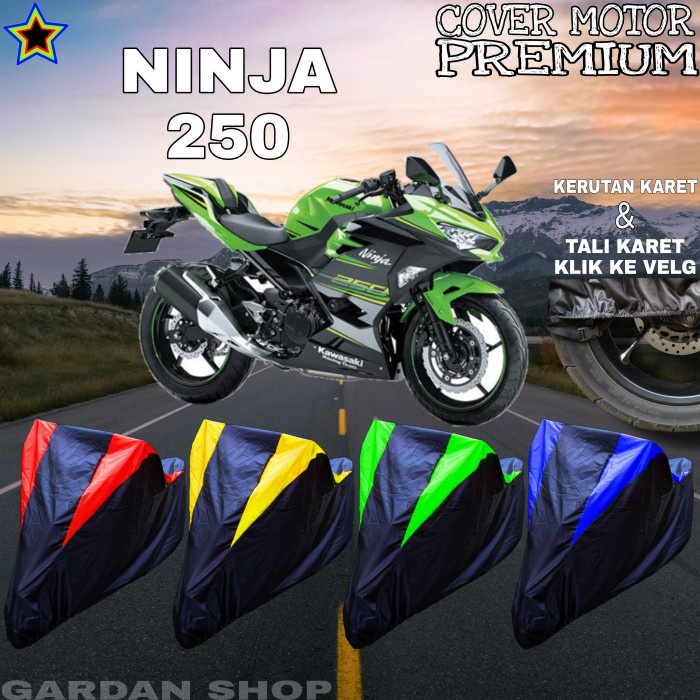 SARUNG MOTOR NINJA 250 HITAM KOMBINASI BODY COVER NINJA 250 PREMIUM