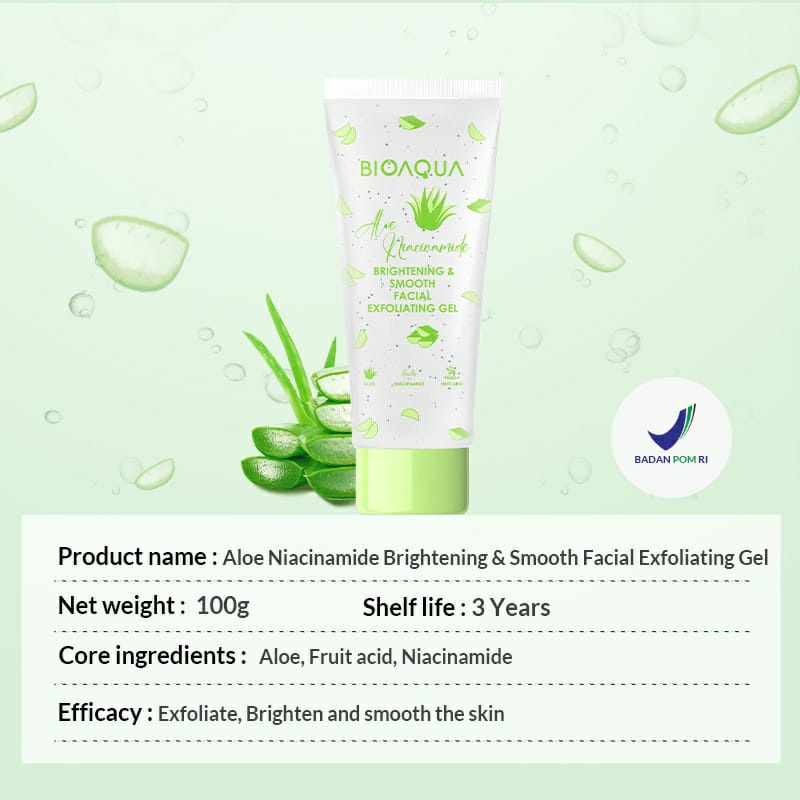 BIOAQUA Scrub Wajah Niacinamide Brightening &amp; Smooth Facial Exfoliating Gel 100g