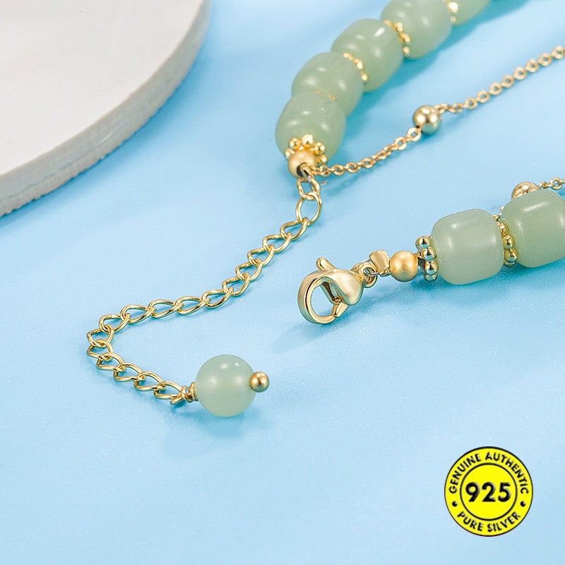 Birth Year Safety Lock Hetian Jade Double-Layer Gelang Untuk Wanita U1490