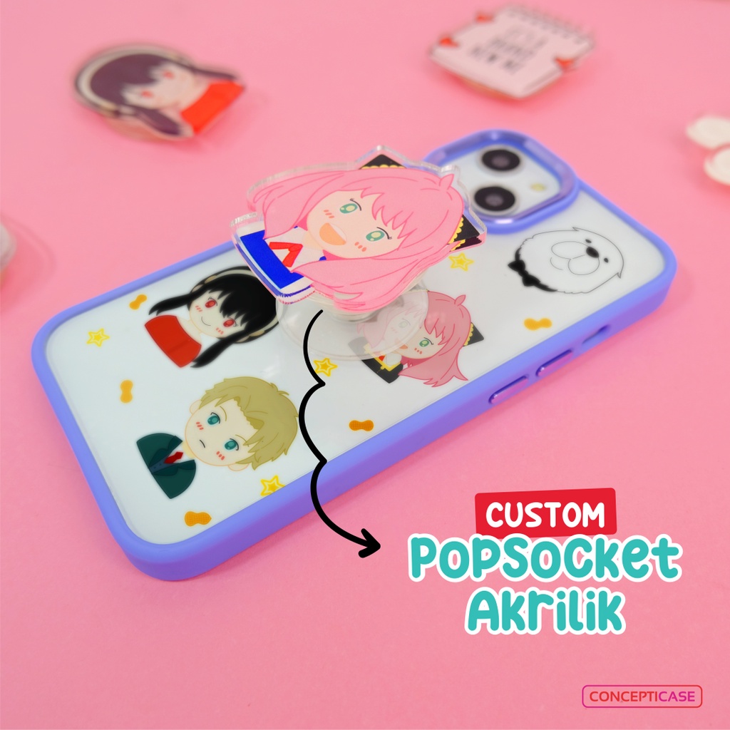 GRIPTOK/ POP SOCKET PREMIUM Akrilik Custom Print Bentuk Muka/Karakter Anime/Kartun