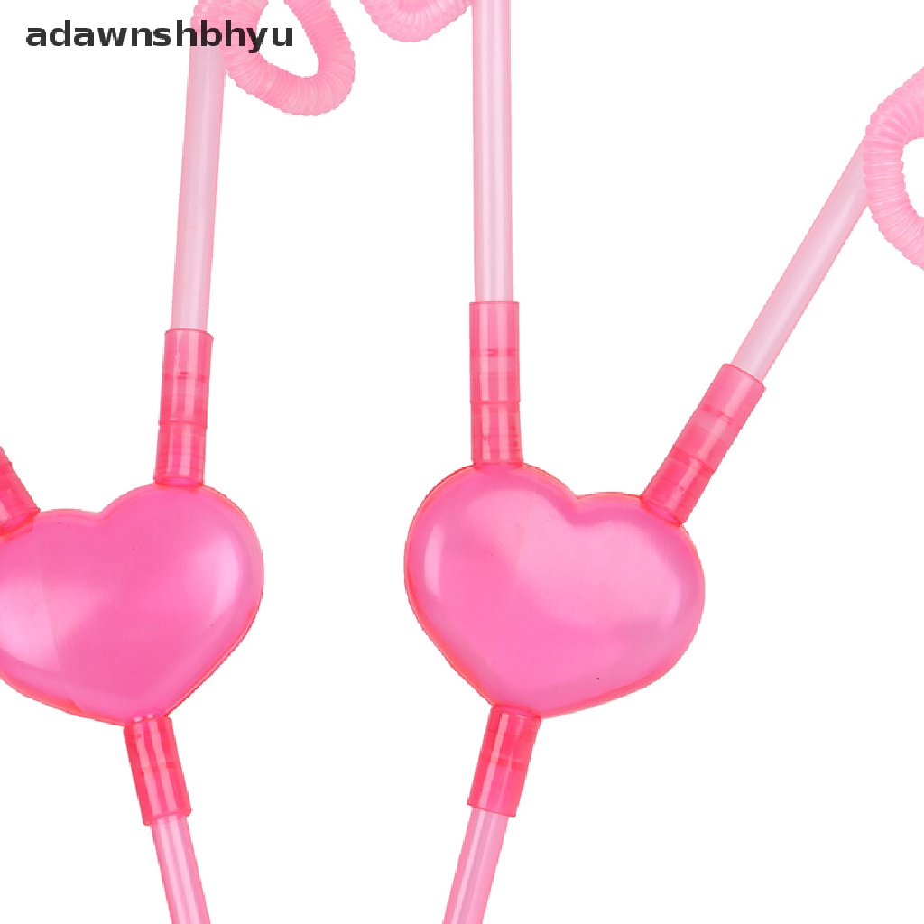 Adawnshbhyu Love Heart Double Straw Sedotan Tabung Minum Fleksibel Unik Sedotan Bar Aksesoris ID