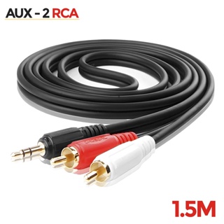 Suksestech Kabel Aux Jack Audio 3.5 mm To 2 Rca Male 2 in 1 Panjang 1,5 m handphone ke speaker