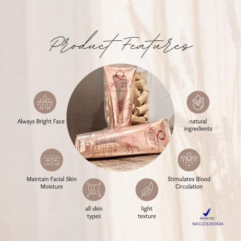 NEW PACKING RICE FACIAL WASH QQ27's NO BPOM : NA11221200634 ( READYSTOCK KARIMUN )