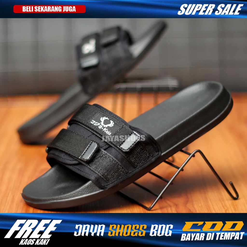 NANDE Sendal Slide Pria Hitam Sandal Slop Cowok Original Fashio Simple Murah Anti Slip