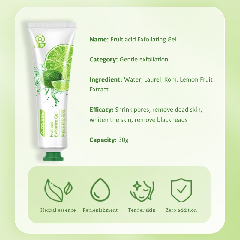 OULISI Fruit Acid Exfoliating Gel 30 Gr Facial Glowing Blackhead Cleaner Body Exfoliating