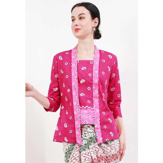 Kebaya Kutu Baru Jumputan Katun by Khalisa Batik - Pink