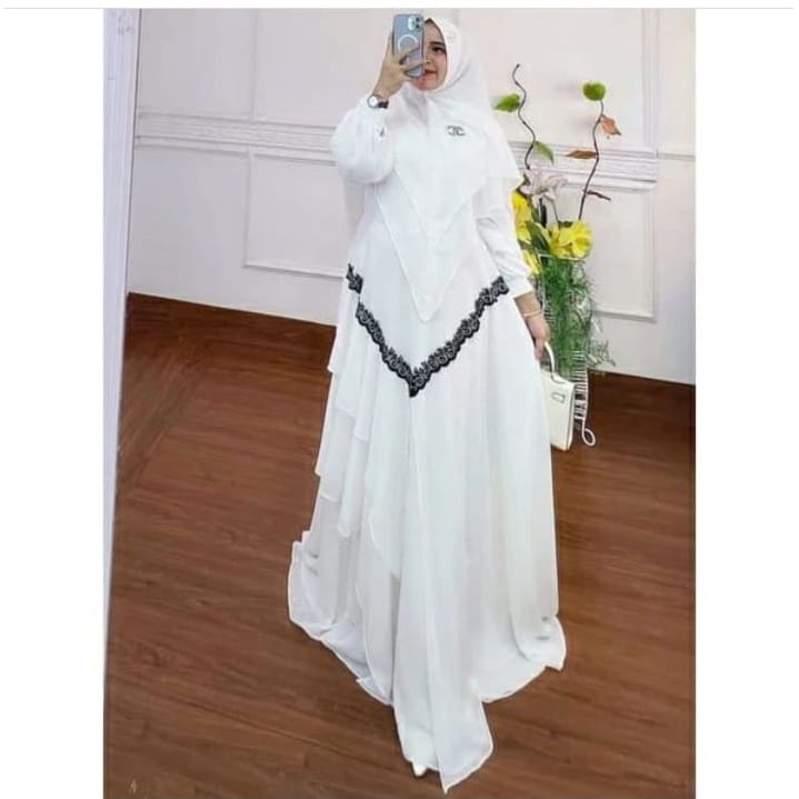 Baju Syari Terbaru 2022 Gamis Set Jilbab Mariam Syar`i Gamis Kondangan Modern One Set Jumbo Stelan Wanita Kekinian