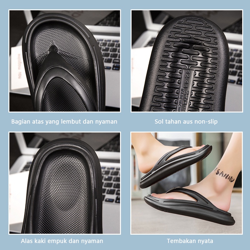 Yink Sandal Jelly Jepit Wanita Korean Soft Slippers Antislip Elastic Empuk EVA Sandal Rumah Karet Kamar Empuk Nyaman Tebal