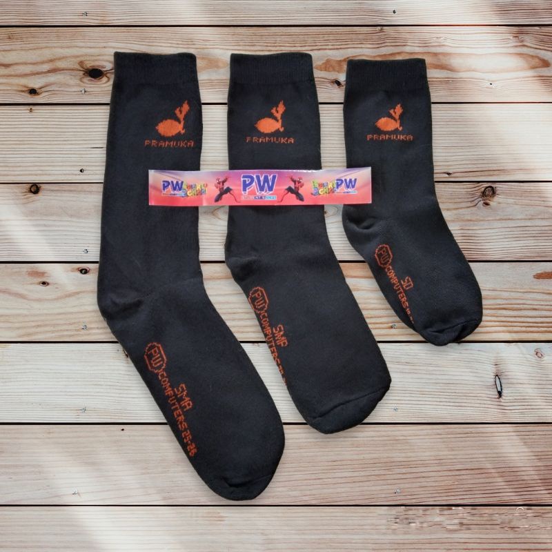 1 Lusin [12 Pasang] Hight Quality Kaos Kaki Sekolah Pramuka Hitam Tunas Kelapa SD SMP SMA HARGA GROSIR [TUNAS PE PW]
