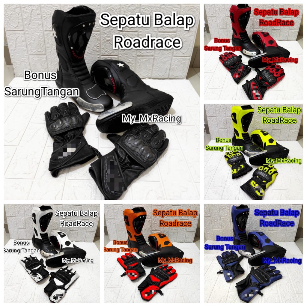 SEPATU DRAG sepatu roadrace  bonus sarung- sepatu balap ORANGE - sepatu touring keren - bots - bots drag or cornering - not cross trail -sepatu bots safety terlaris enduro hard - bots keren - kualitas premium jahitan rapih - original produk negeri -