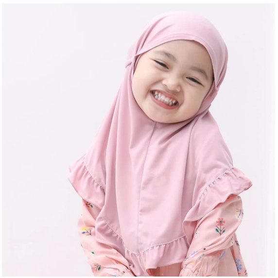 Jilbab Instan Anak / Bergo Anak / Khimar Anak Rempel Tania Jersi Umur 3 - 10 Th