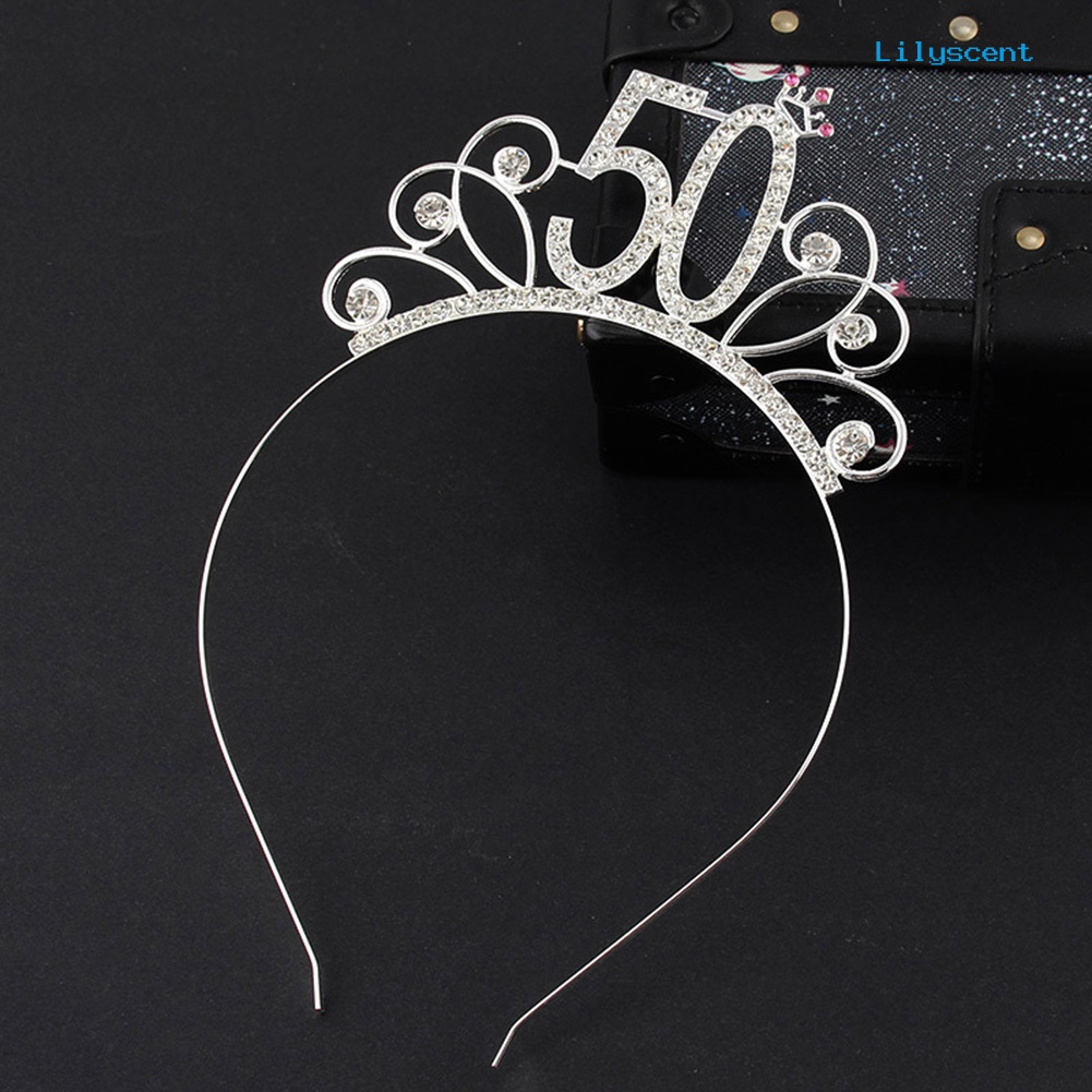 [LS]16/18 /21/30 /40/50/60/80 Pesta Ulang Tahun Tiara Mahkota Bando Rambut Loop Dekorasi