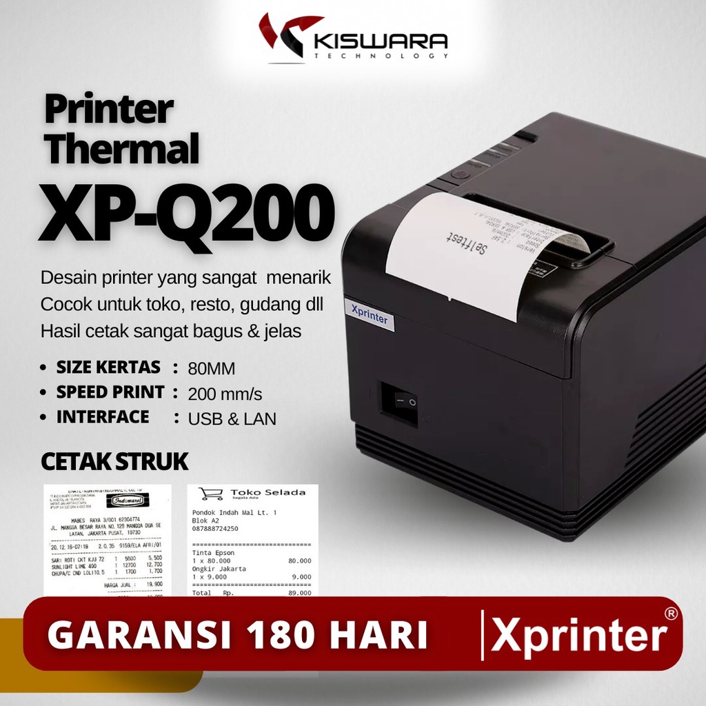 Xprinter Printer Thermal 80mm Q200 LAN USB