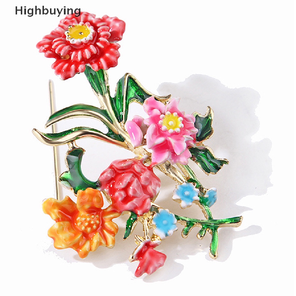 Hbid Enamel Warna-Warni Peony Bros Untuk Wanita Enamel Yang Indah Bunga Besar Bros Desain Baru Sweater Pin Mantel Gaun Perhiasan Hadiah Glory