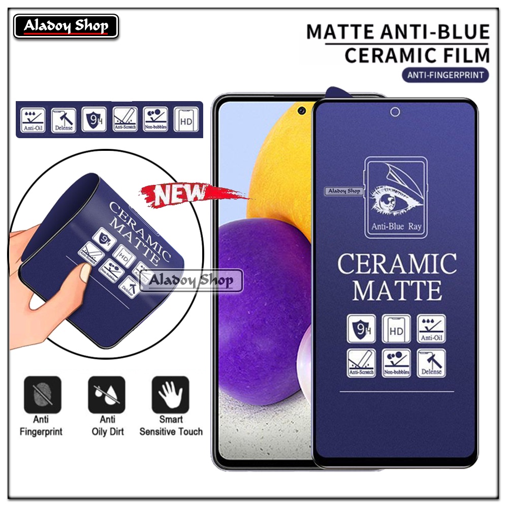 PAKET 3IN1 Anti Gores Blue Matte Anti Glare Samsung A72 + Tempered Glass Camera dan Skin Carbon