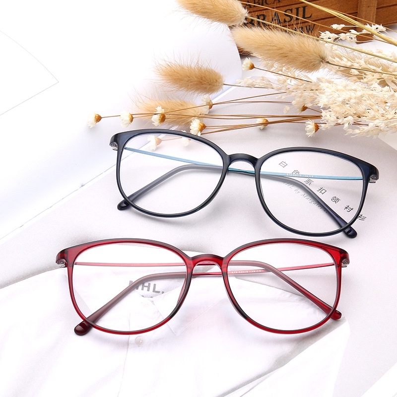 (YUZHU) Vintage Fashion Bingkai Persegi Panjang Anti Cahaya Biru Kacamata Lady TR90 Red Frame Eyeglasses Wanita