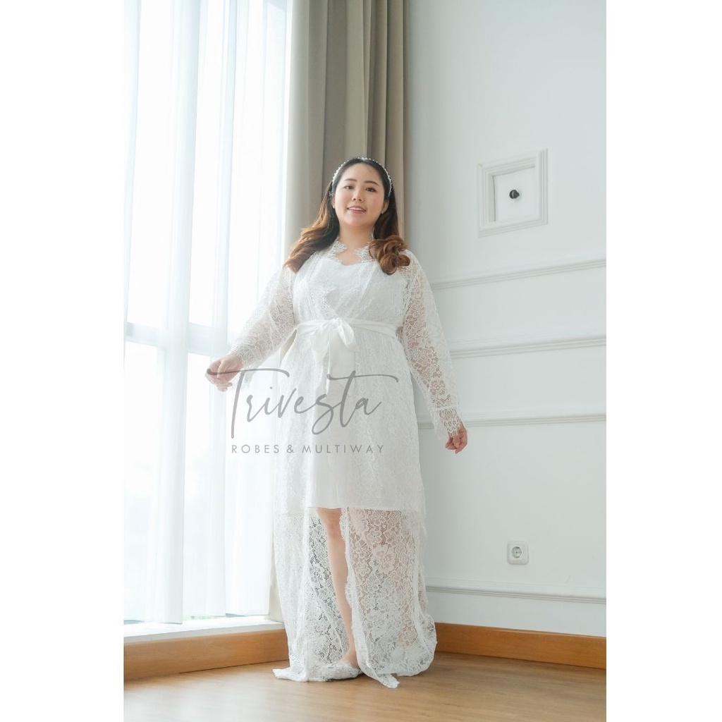 [BIG SIZE] Whitney Robe- KIMONO PENGANTIN BROKAT PANJANG WEDDING ROBE KIMONO BRIDE