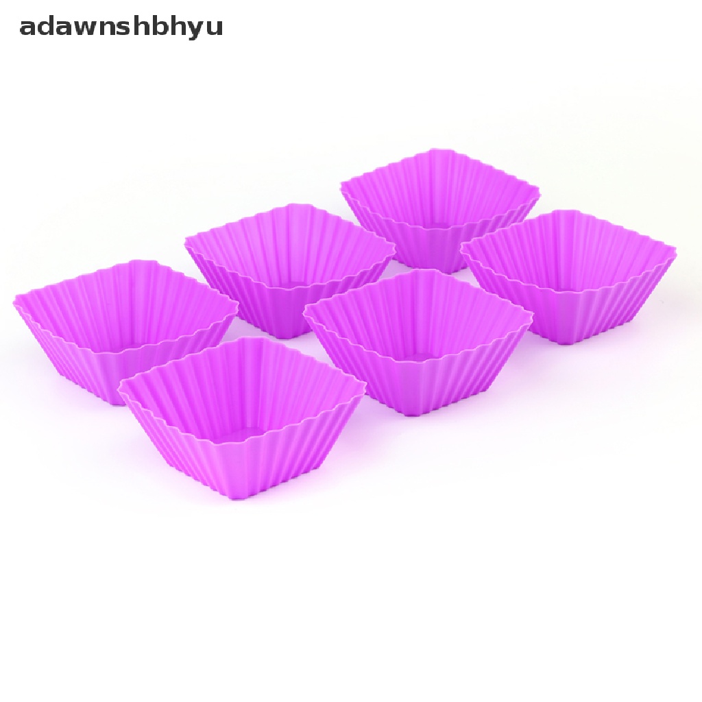 Adawnshbhyu 1 /6PCS Cetakan Silikon Cupcake Bentuk Persegi Muffin Dapur Baking Pastry Tools ID