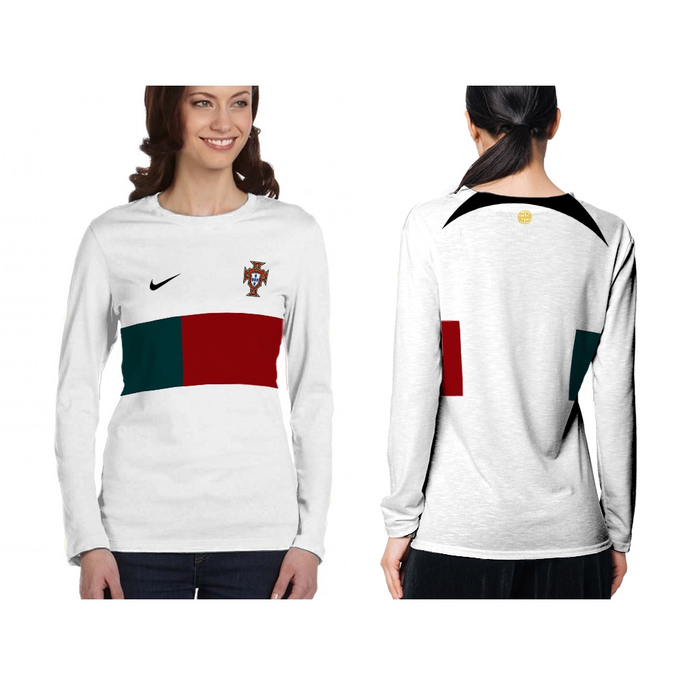 [Tinishop] Kaos Jersey Wanita Piala Dunia 2022 Portugal | Kaos Wanita Piala Dunia Lengan Panjang Ful