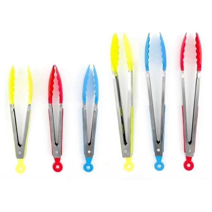 Alat Penjepit Makanan Jepitan Capitan Daun Warna  Stainless Steel Tahan Panas Food BBQ Tongs M-375 / M-377