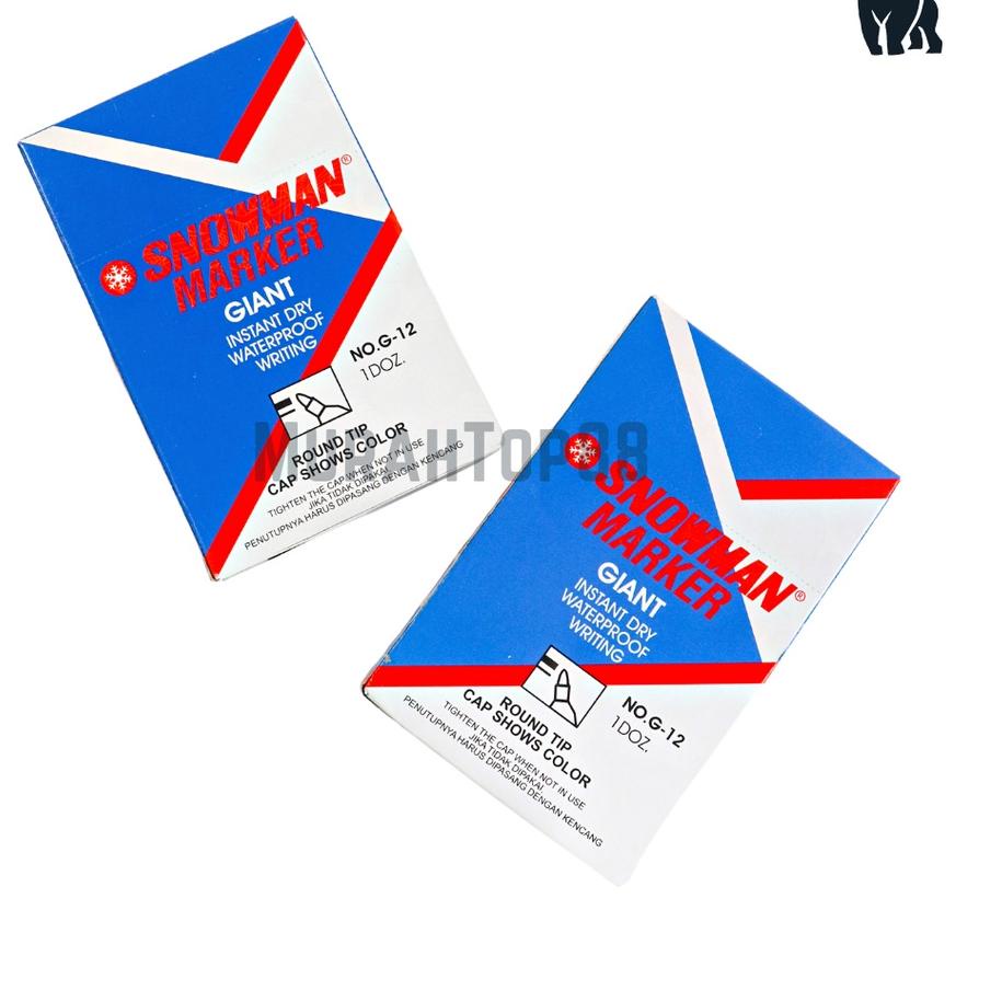 

(U-3.E☛) Snowman Permanent Marker G-12 / Spidol Permanen Tidak Bisa Dihapus Hitam Merah Biru / 100% Original [PER PCS] amanah