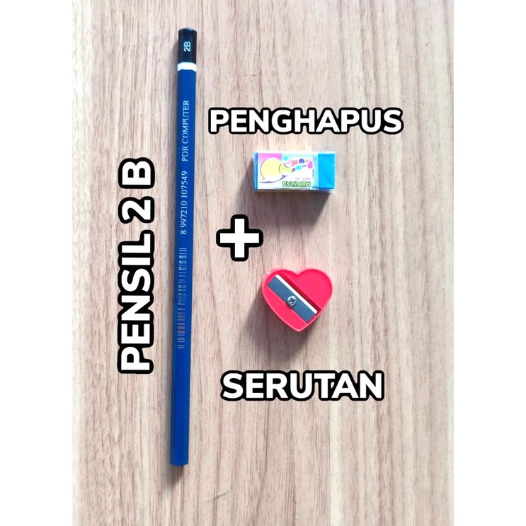 

PAKET MURAH 1 pcs PENSIL 2B + 1 pcs SERUTAN + 1 pcs PENGHAPUS