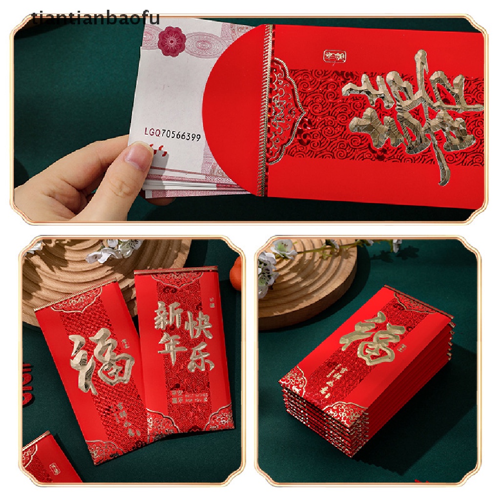 [tiantianbaofu] 6 Pcs 2023tahun Kelinci Merah Packet Kreatif Merah Tas Festival Musim Semi Nikah Ulang Tahun Amplop Merah Hadiah Uang Packing Tas Lucky Red Packets Bag Boutique