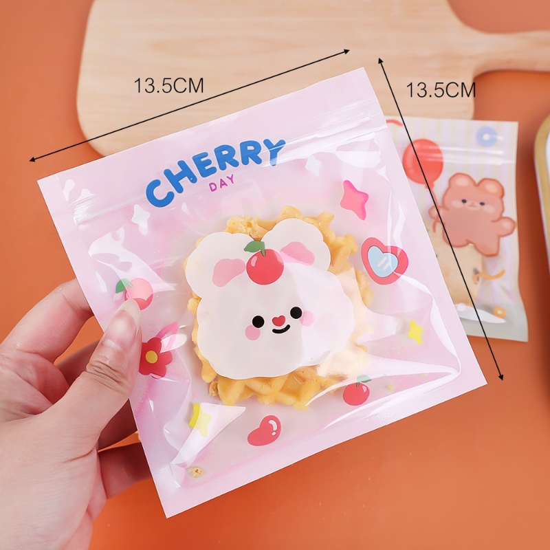 Permen Biskuit Kacang Kantong Untuk Sekolah Keluarga Bakery Anti Bocor Kartun Kelinci Beruang Baking Packaging Bags Perhiasan Stationery Storage Bags Lucu Disegel Makanan Zipper Makanan Cemilan Pouch