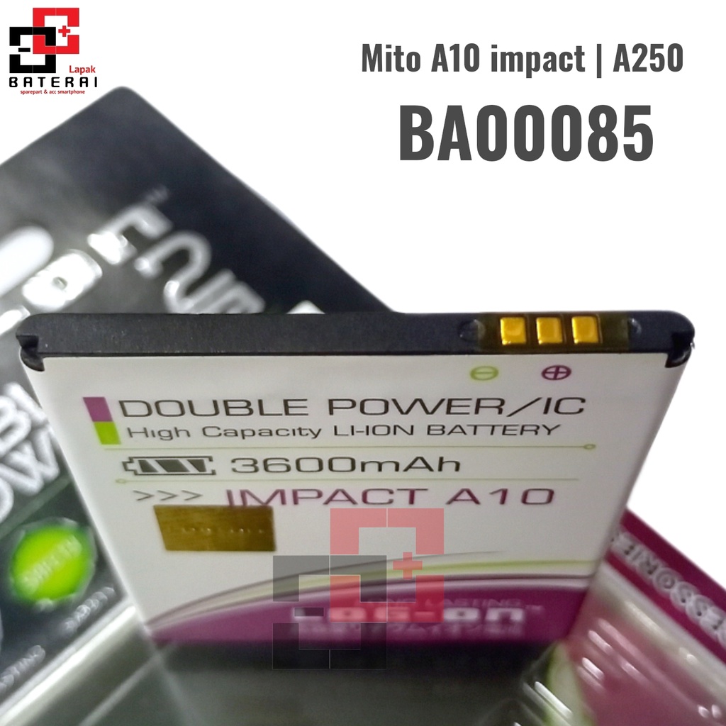 LOG - ON Baterai Mito A10 Impact | A250 BA00085 Double IC Protection Battery Batre