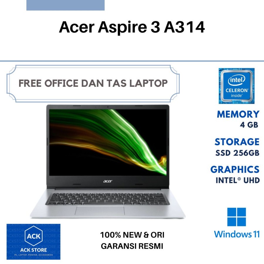 Acer Aspire 3 A314-35-C80W N5100 4GB SSD 256GB 14" HD W11 OHS