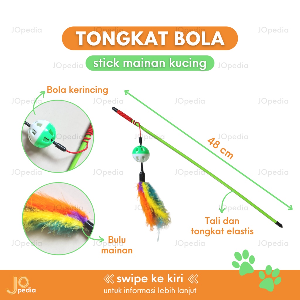 TONGKAT BOLA Kerincing Bulu Mainan Kucing Stick Pancing Cat Toy