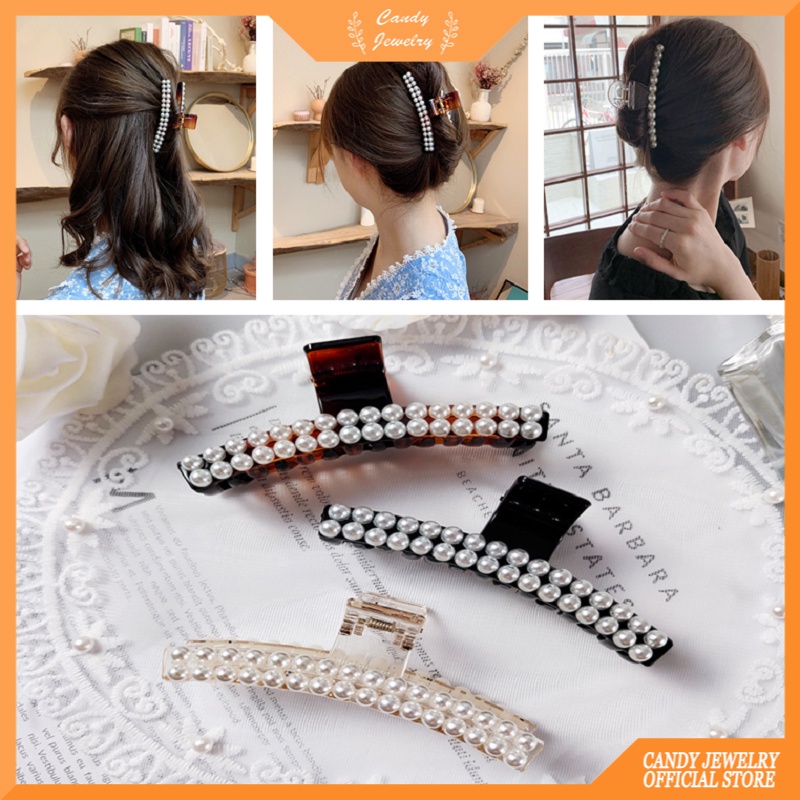 Korea Pesona Mutiara Jepit Rambut Akrilik Malas Ikat Rambut Cuci Muka Makeup Headband Fashion Aksesoris Rambut Permen Perhiasan