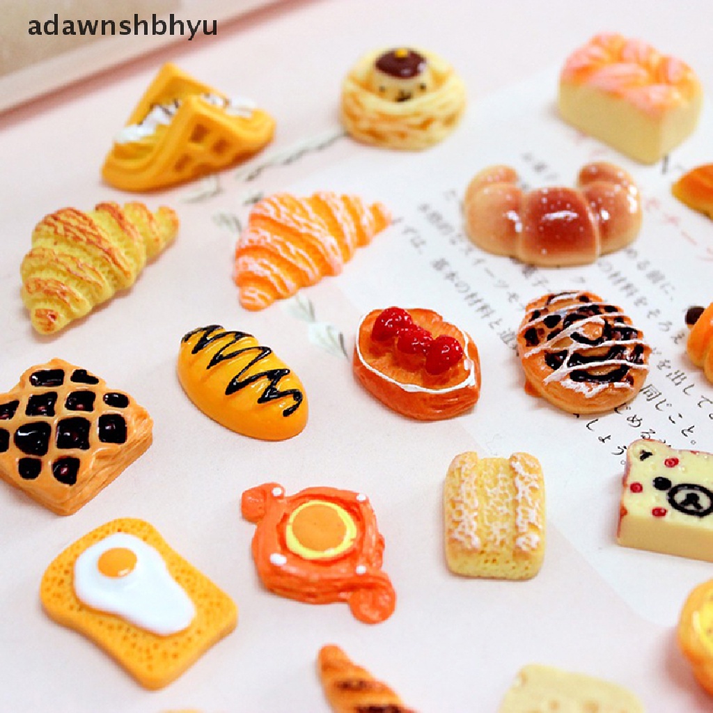 Adawnshbhyu 3 Pcs Rumah Boneka Miniatur Artificial Palsu Makanan Kue Roti Biskuit Dekorasi Dapur ID