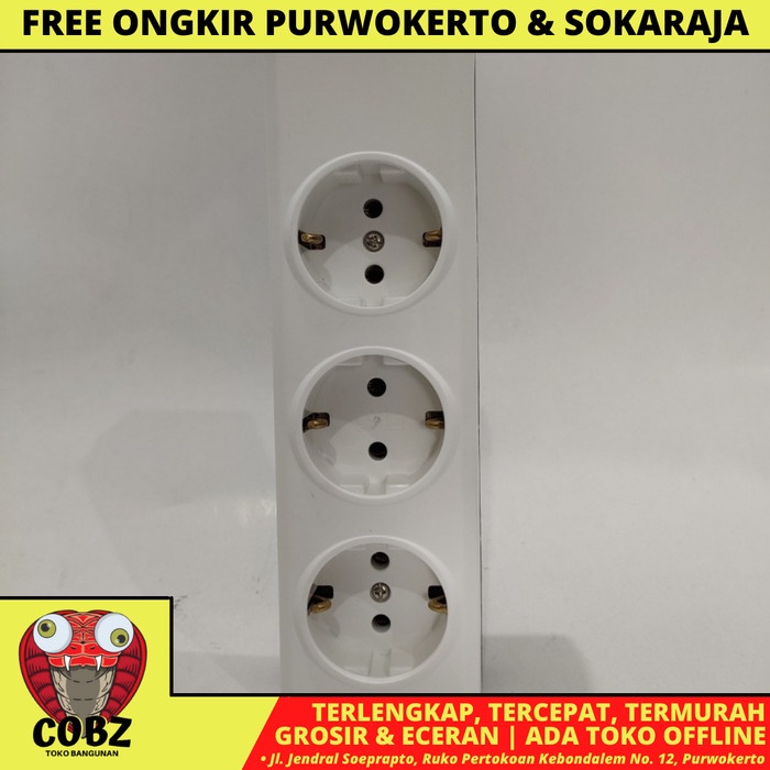 3 LUBANG / BROCO STOP KONTAK COLOKAN OB OUTBOW TEMPEL